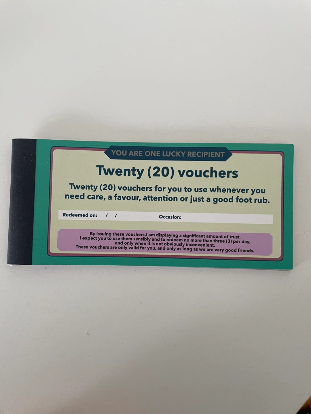 Novelty Voucher Booklet for Couples
