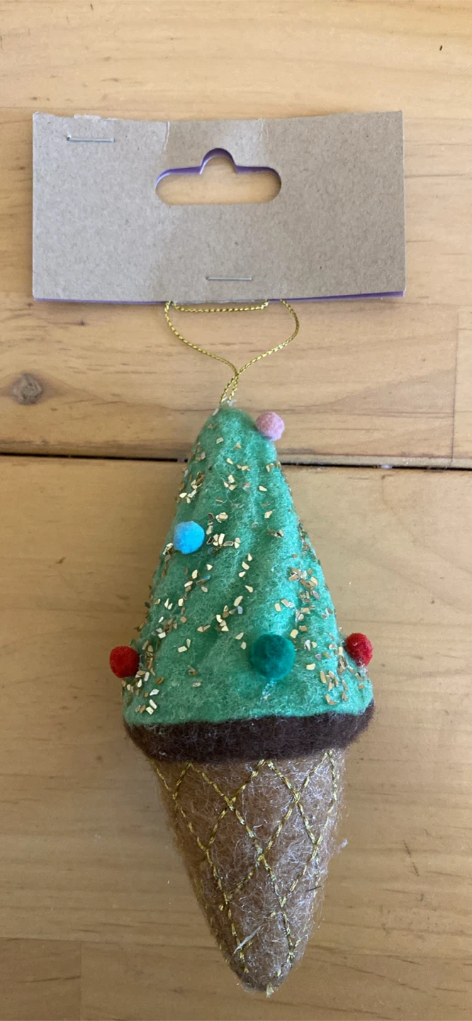 Felt Ice Cream Cone Christmas Ornament