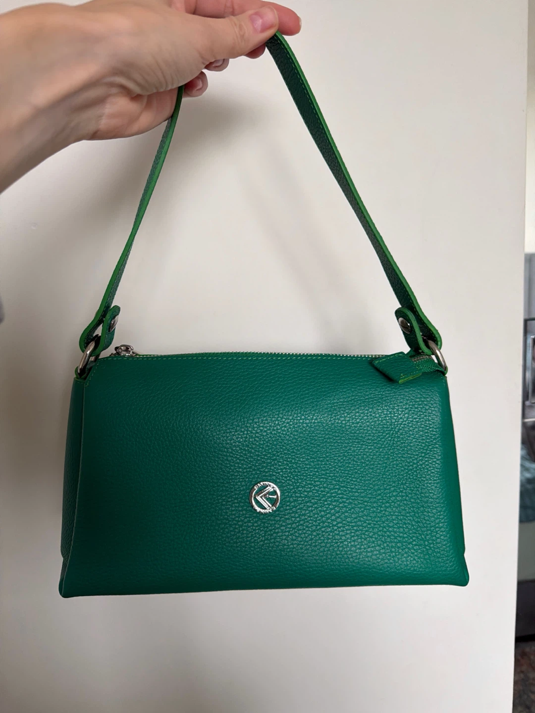 Genuine Turkish Emerald Green Leather Shoulder / Crossbody Bag