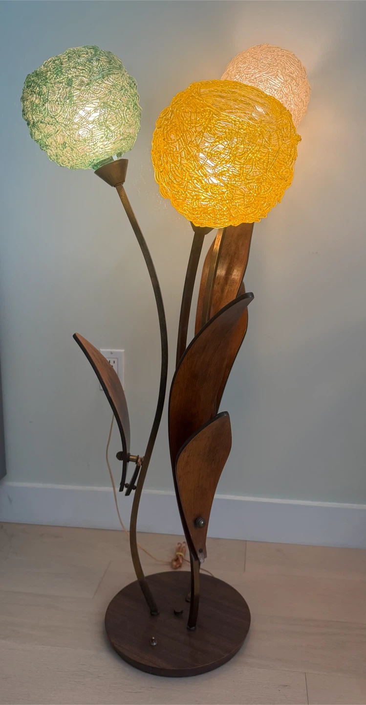 Vintage mid-century spaghetti globe floor lamp - photo 2