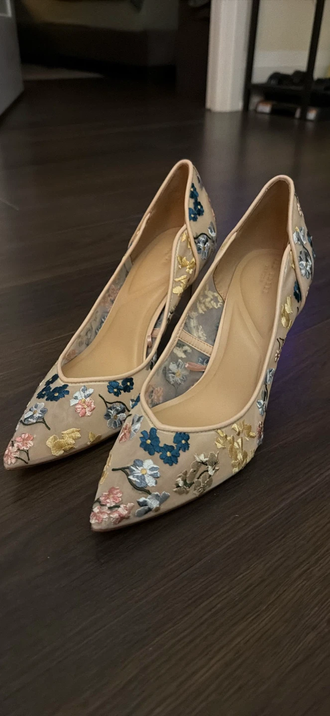 Ted Baker London Floral Embroidered Sheer Heels