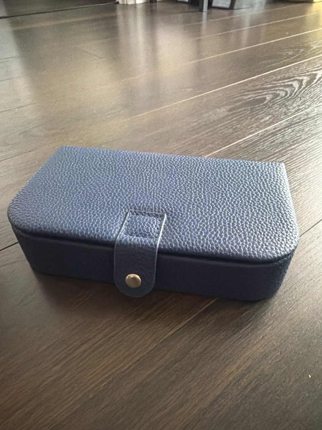 Blue Faux Leather Jewelry Organizer Case