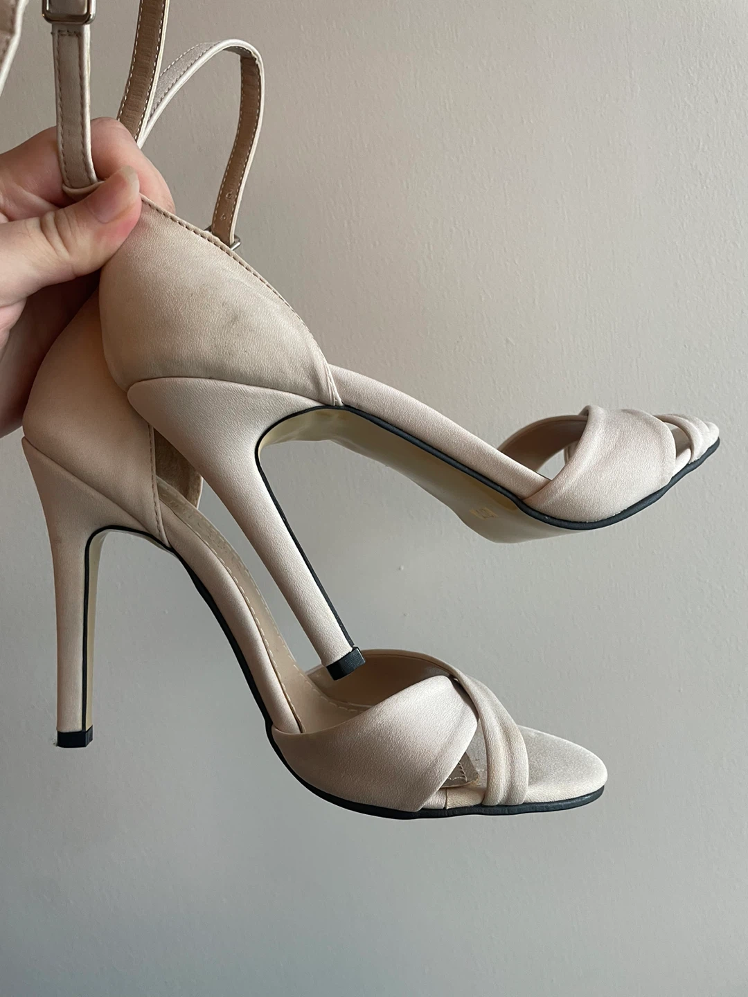 Beige Ankle Strap High Heels Size 37