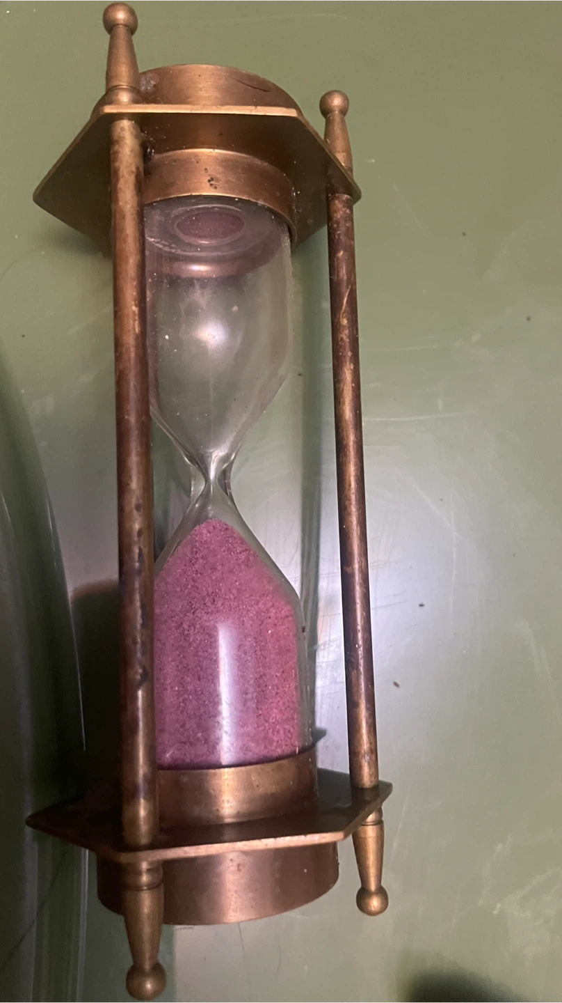 Vintage Brass Hourglass with Integrated Compass