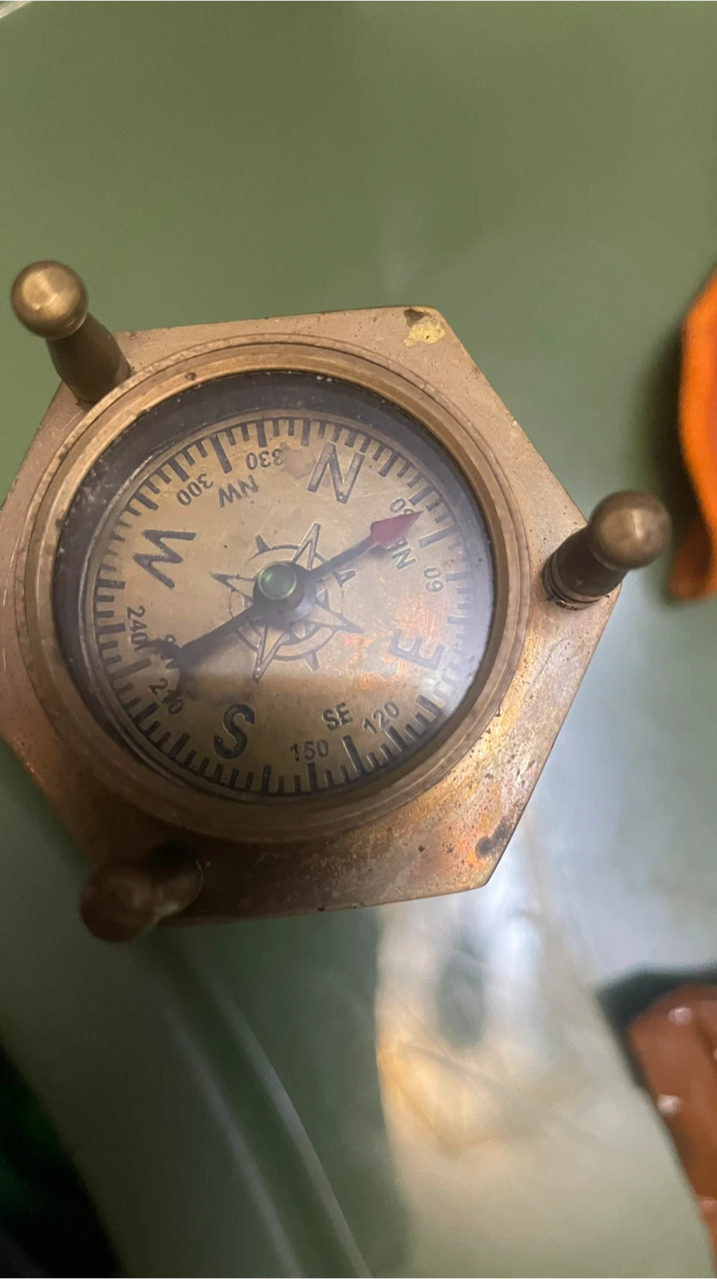 Vintage Brass Hourglass with Integrated Compass - photo 2