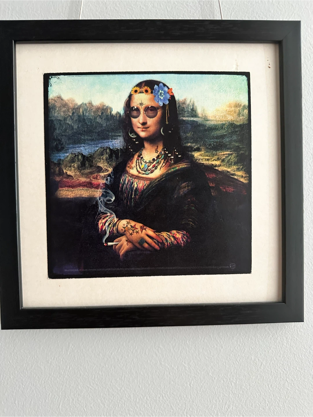 Monalisa pop art in a high quality wooden frame