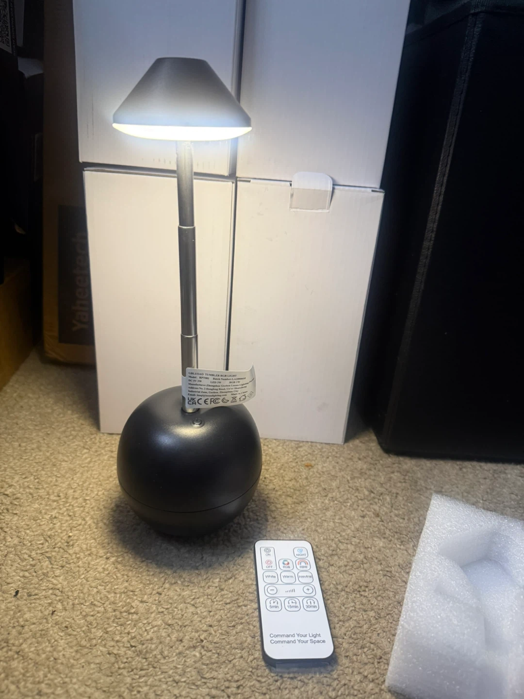 Rechargeable Cordless LED Table Lamp - Black