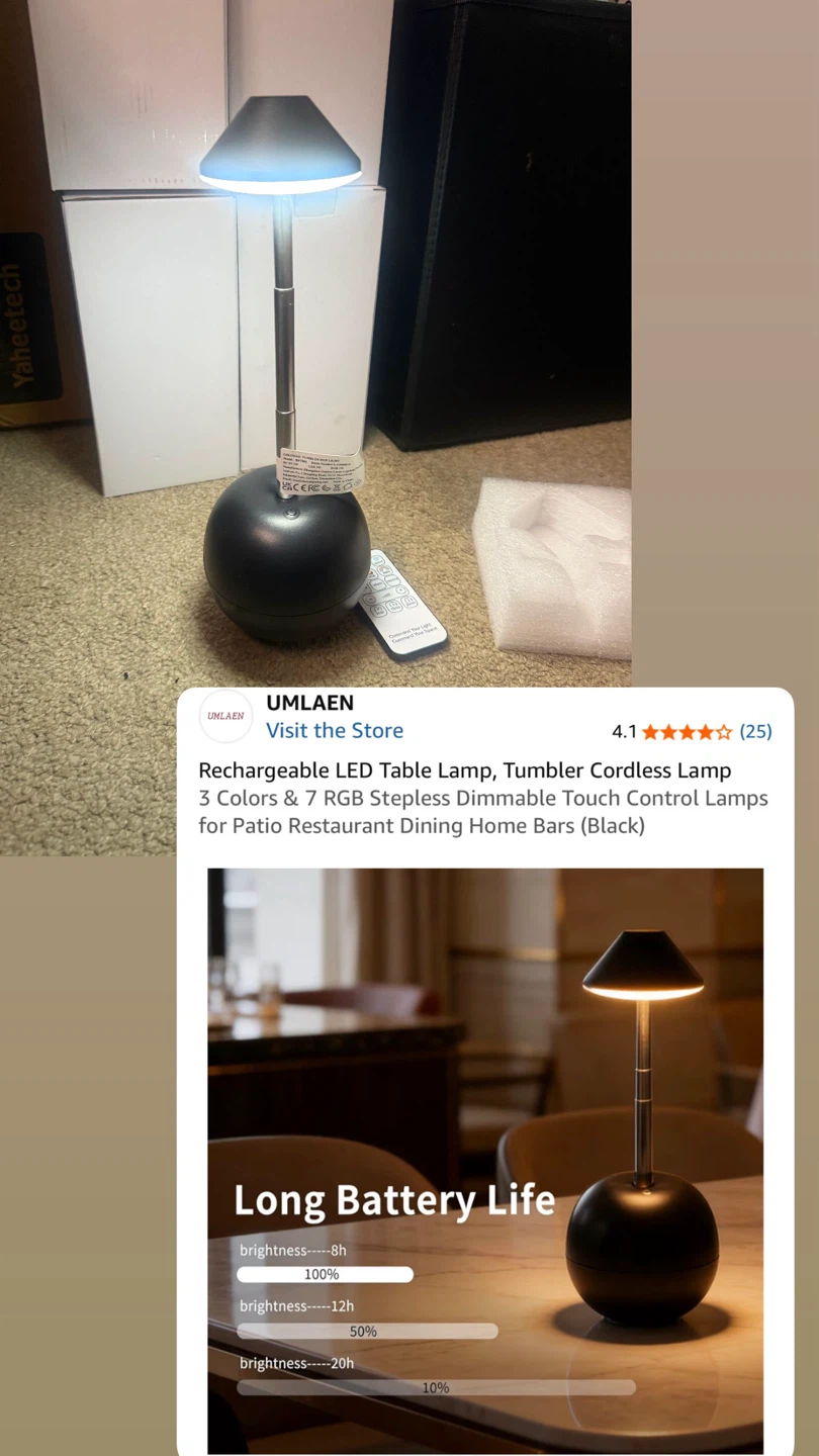 Rechargeable Cordless LED Table Lamp - Black - photo 5