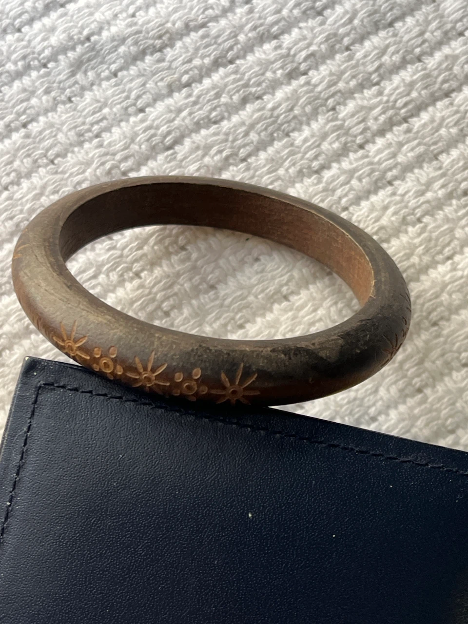 Engraved wooden bangle bracelet