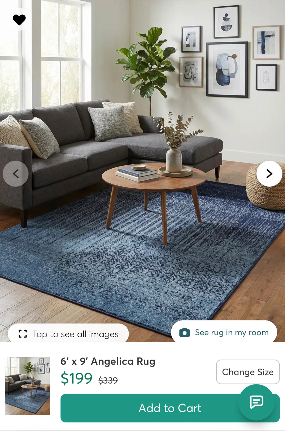 Unique Loom Angelica Rug 6' x 9' Navy Blue