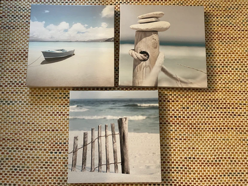 Set of 3 Coastal Theme Wall Canvas Art