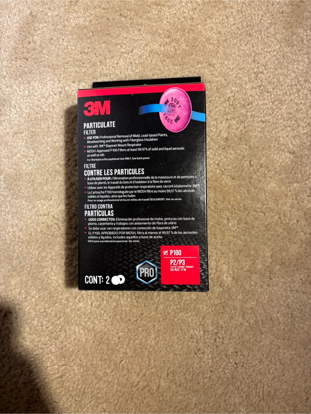 3M 2091 P100 Particulate Filter - 1 Pair Bayonet Connection - photo 2