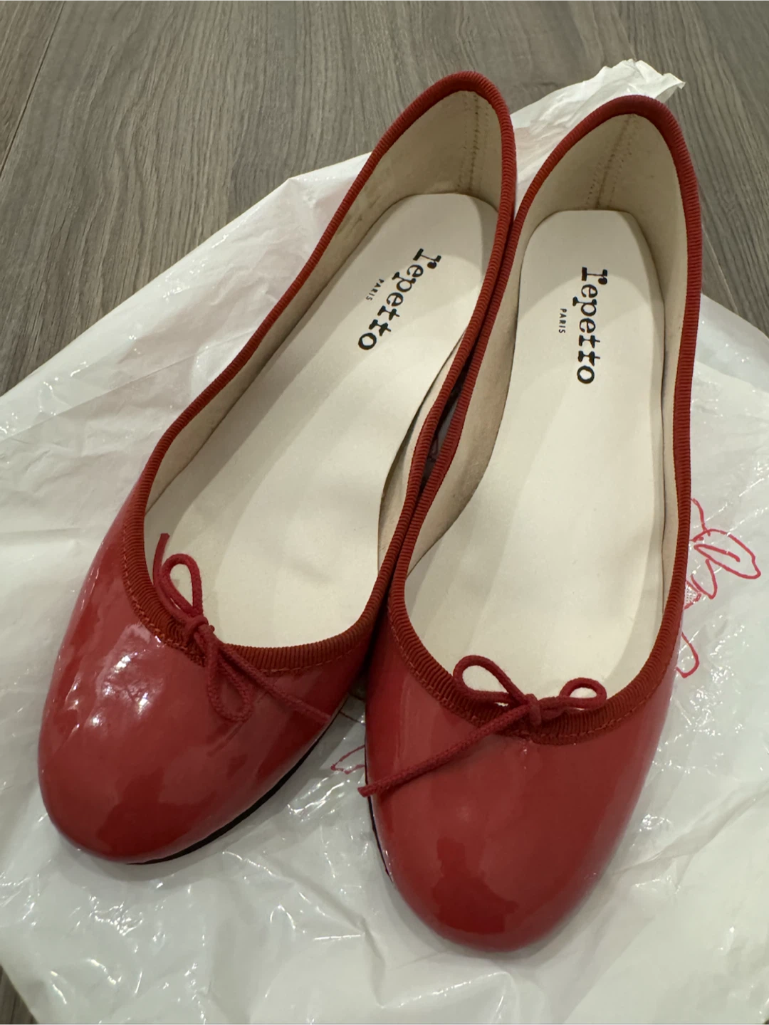Repetto Red Patent Leather Ballet Flats