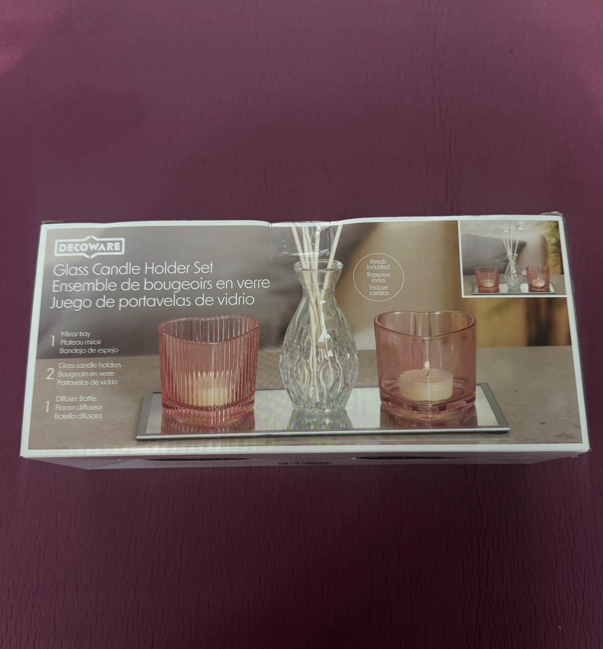 Decoware Glass Candle Holder Set and Votive Candles