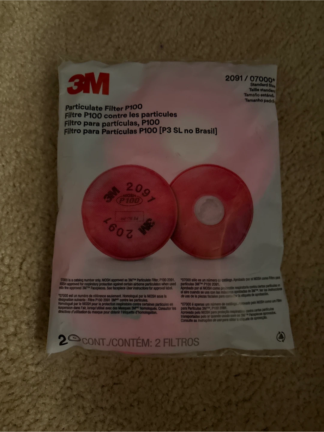 3M 2091 P100 Particulate Filter - 1 Pair Bayonet Connection - photo 4