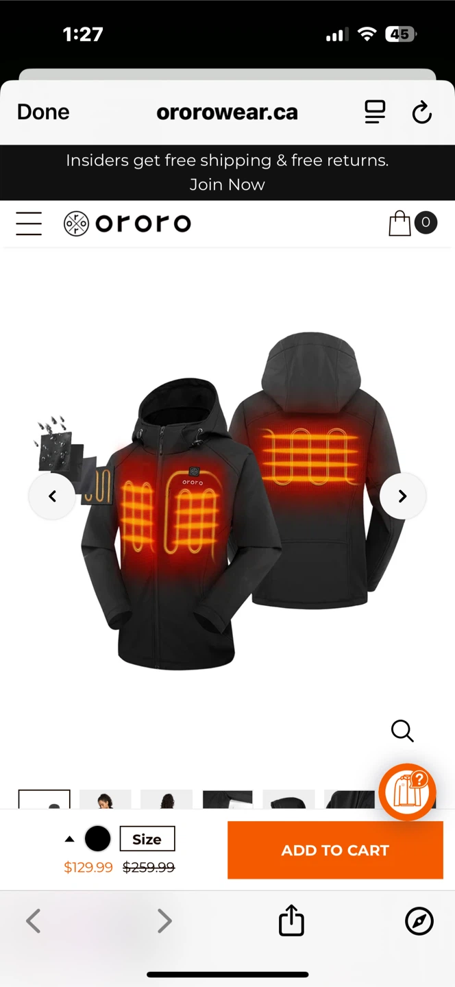 ORORO Women's Heated Jacket - Black - Size Medium