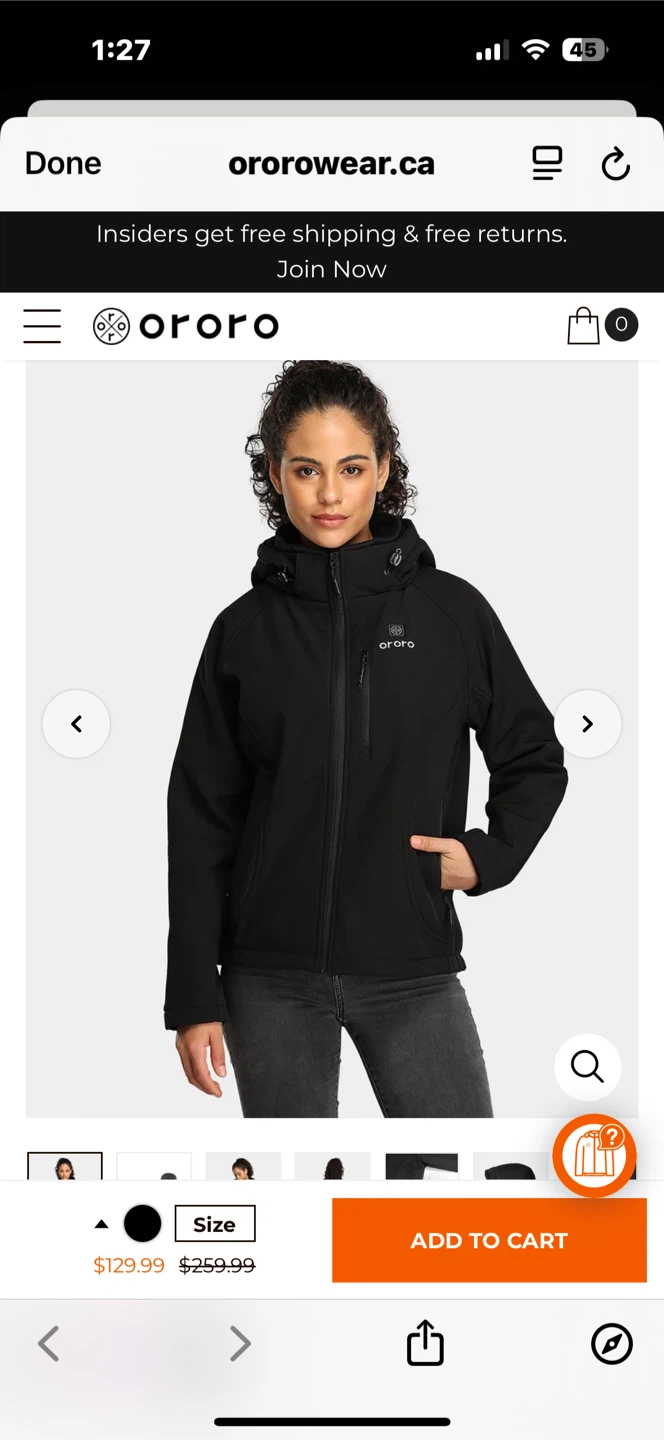 ORORO Women's Heated Jacket - Black - Size Medium - photo 2