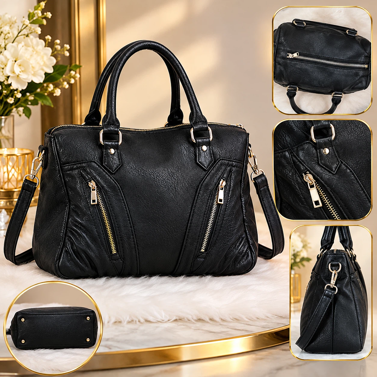 Black Structured Handbag