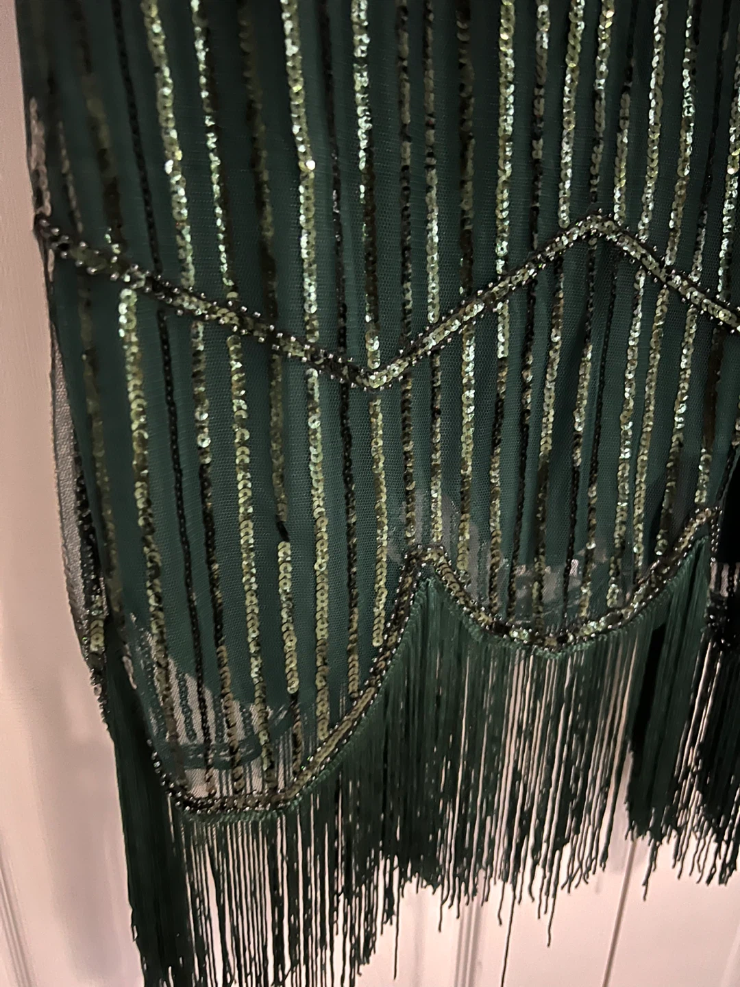 Vintage-Style Green Beaded Flapper Dress