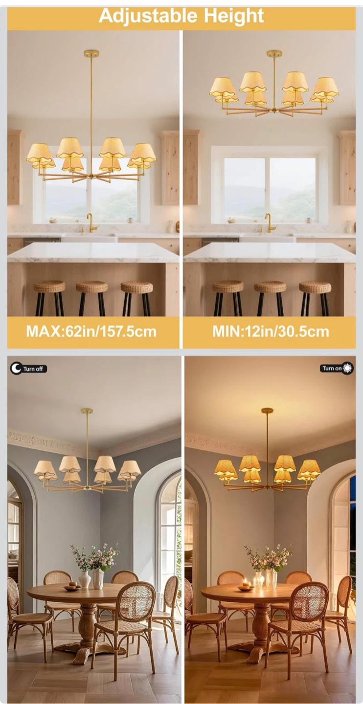 8-Light Brass and Rope Chandelier - photo 2