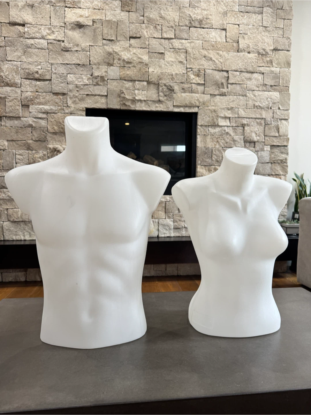 Set of Two White Plastic Torso Mannequins
