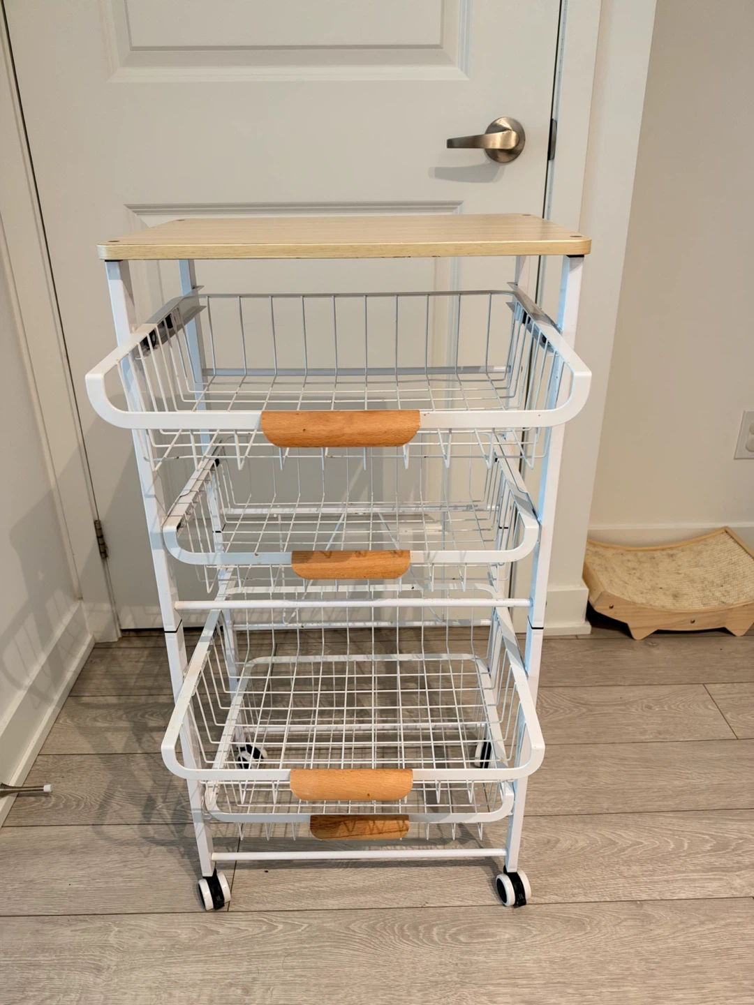 4-Tier Metal Rolling Storage Cart with Wood Top - photo 2