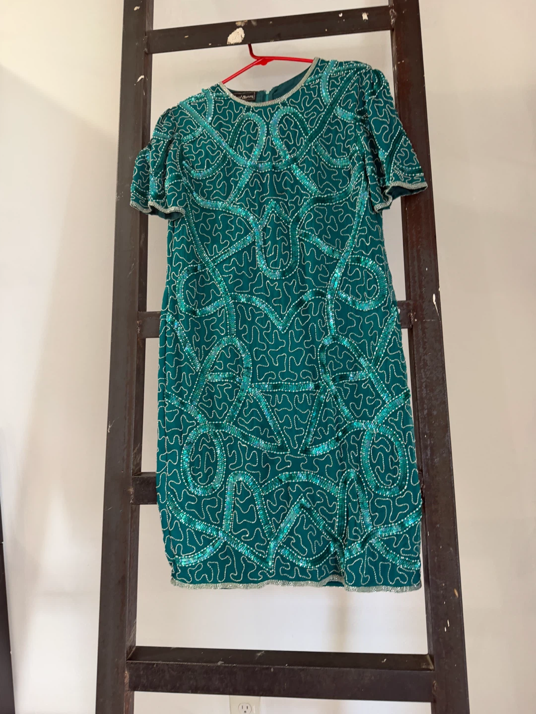 Jewel Queen Beaded Silk Dress Green