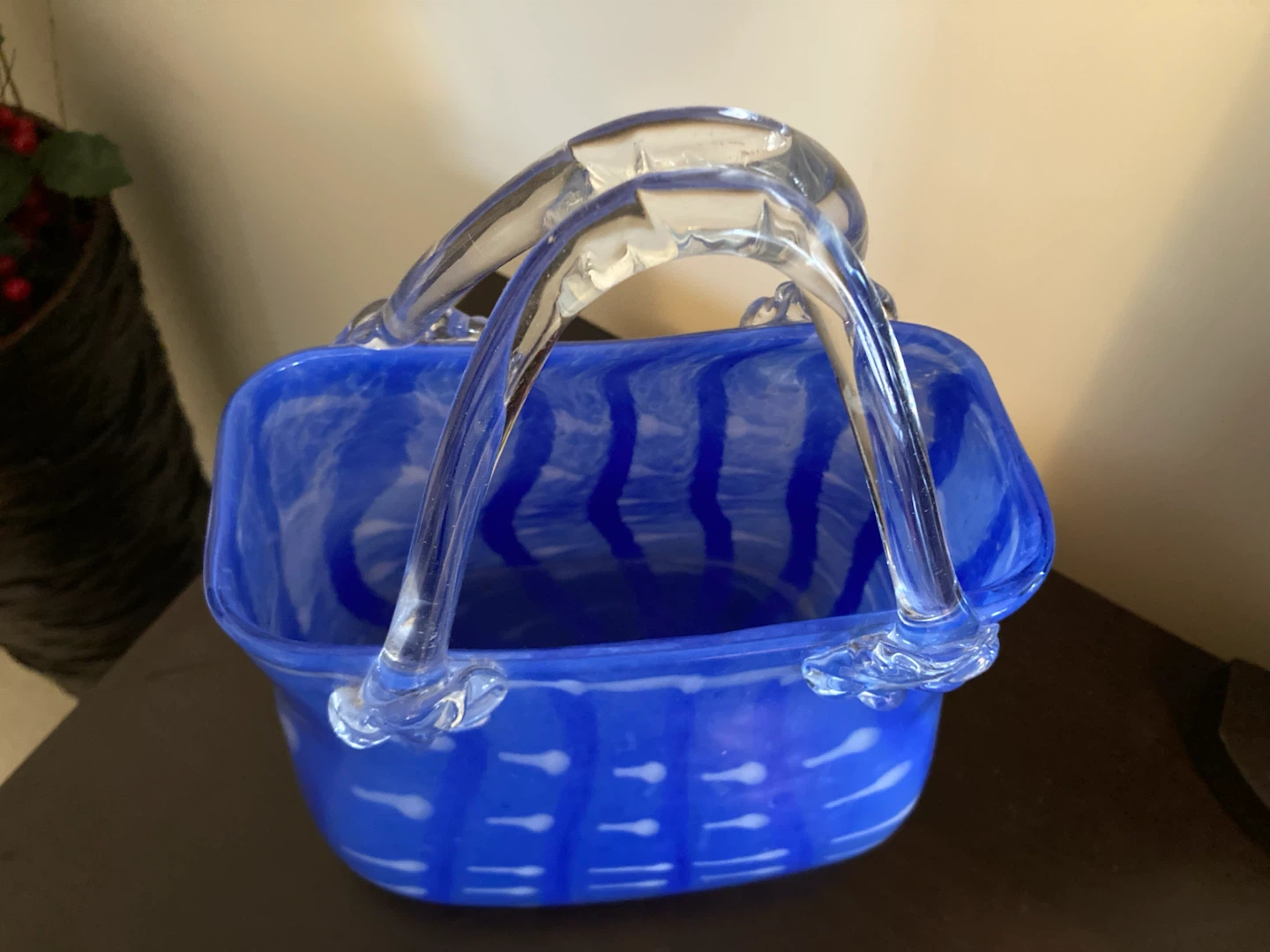 Decorative Blue Hand-Blown Glass Purse Vase - photo 2