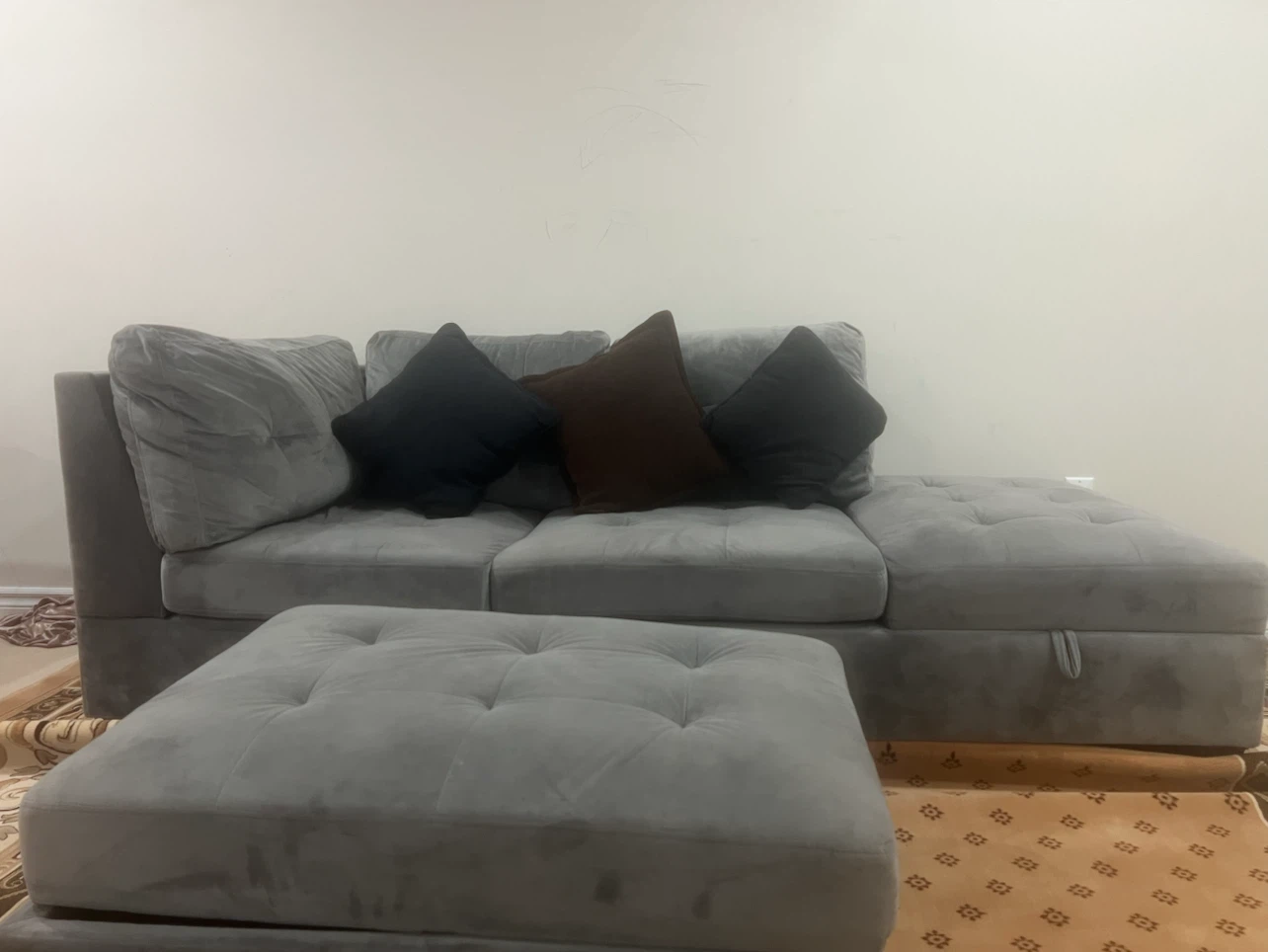 Grey Sectional Sofa with Ottoman
