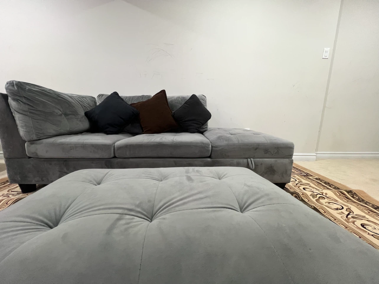 Grey Sectional Sofa with Ottoman - photo 2