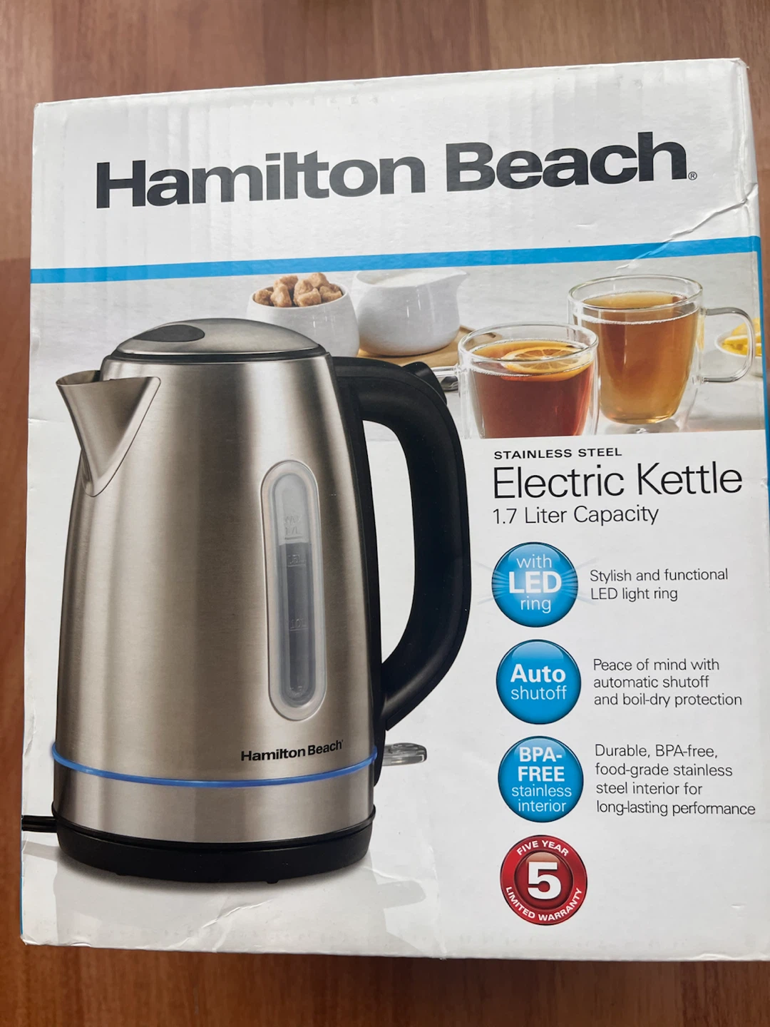 Hamilton Beach 1.7L Stainless Steel Electric Kettle