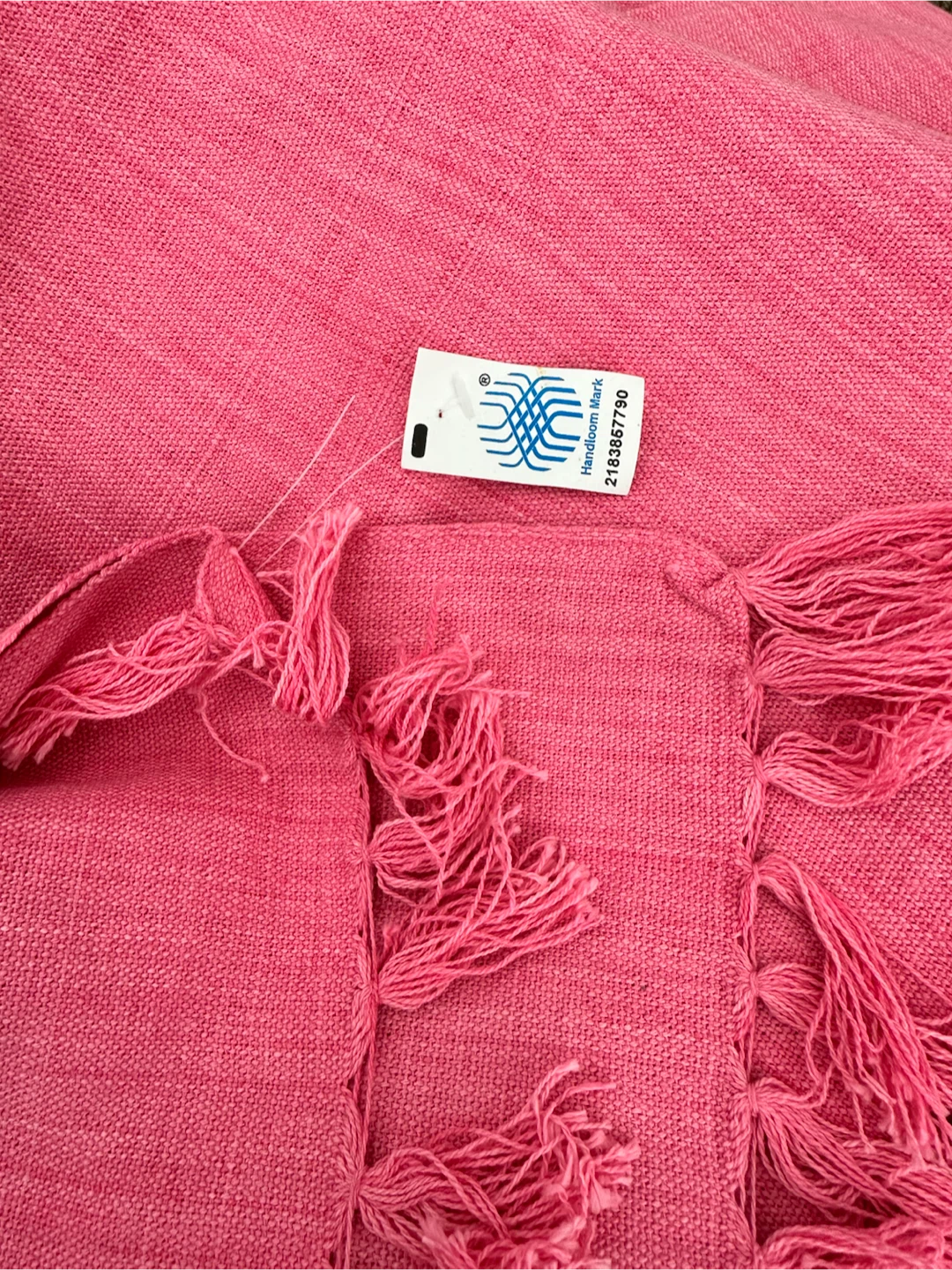 Pink Pure Cotton Handloom Woven Throw - photo 2