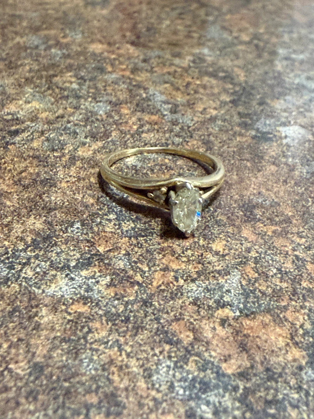 Gold Marquise Diamond Engagement Ring - photo 2