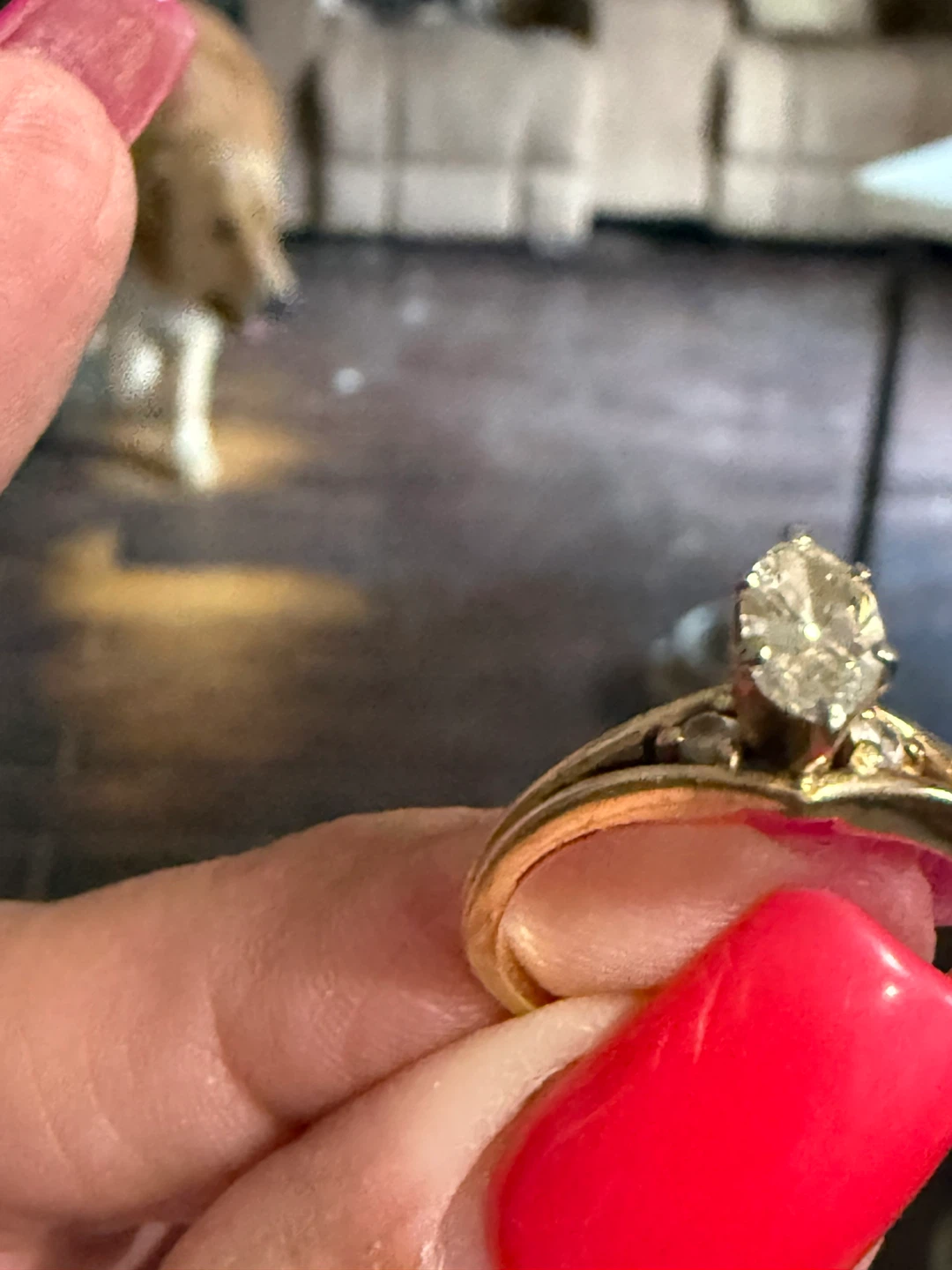 Gold Marquise Diamond Engagement Ring - photo 4