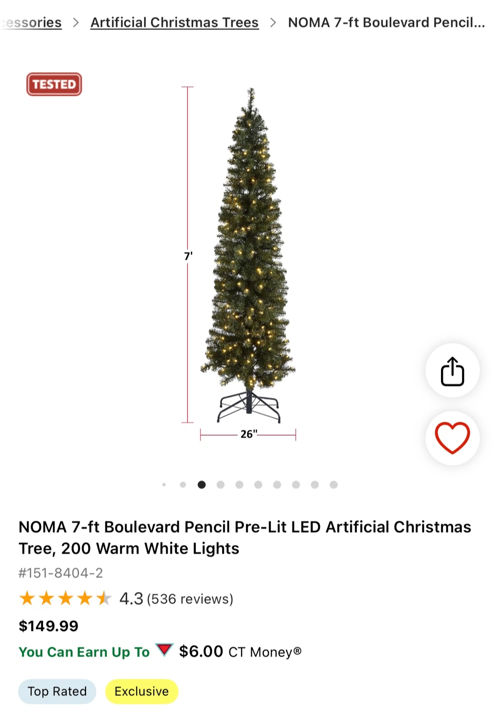 NOMA 7-ft Boulevard Pencil Pre-Lit LED Christmas Tree - photo 3
