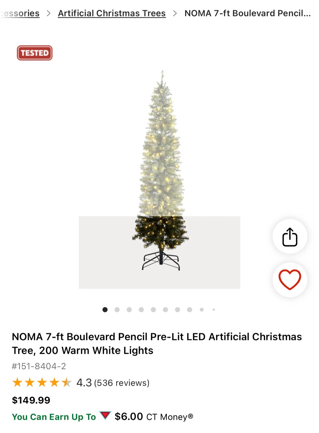 NOMA 7-ft Boulevard Pencil Pre-Lit LED Christmas Tree - photo 4
