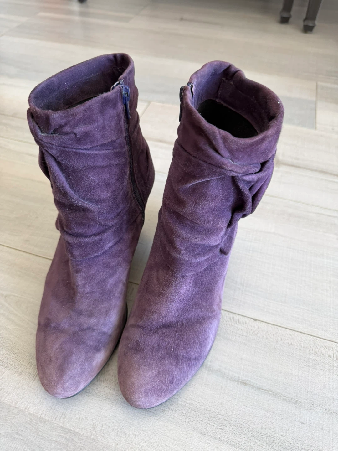 Purple Suede Rose Ankle Boots