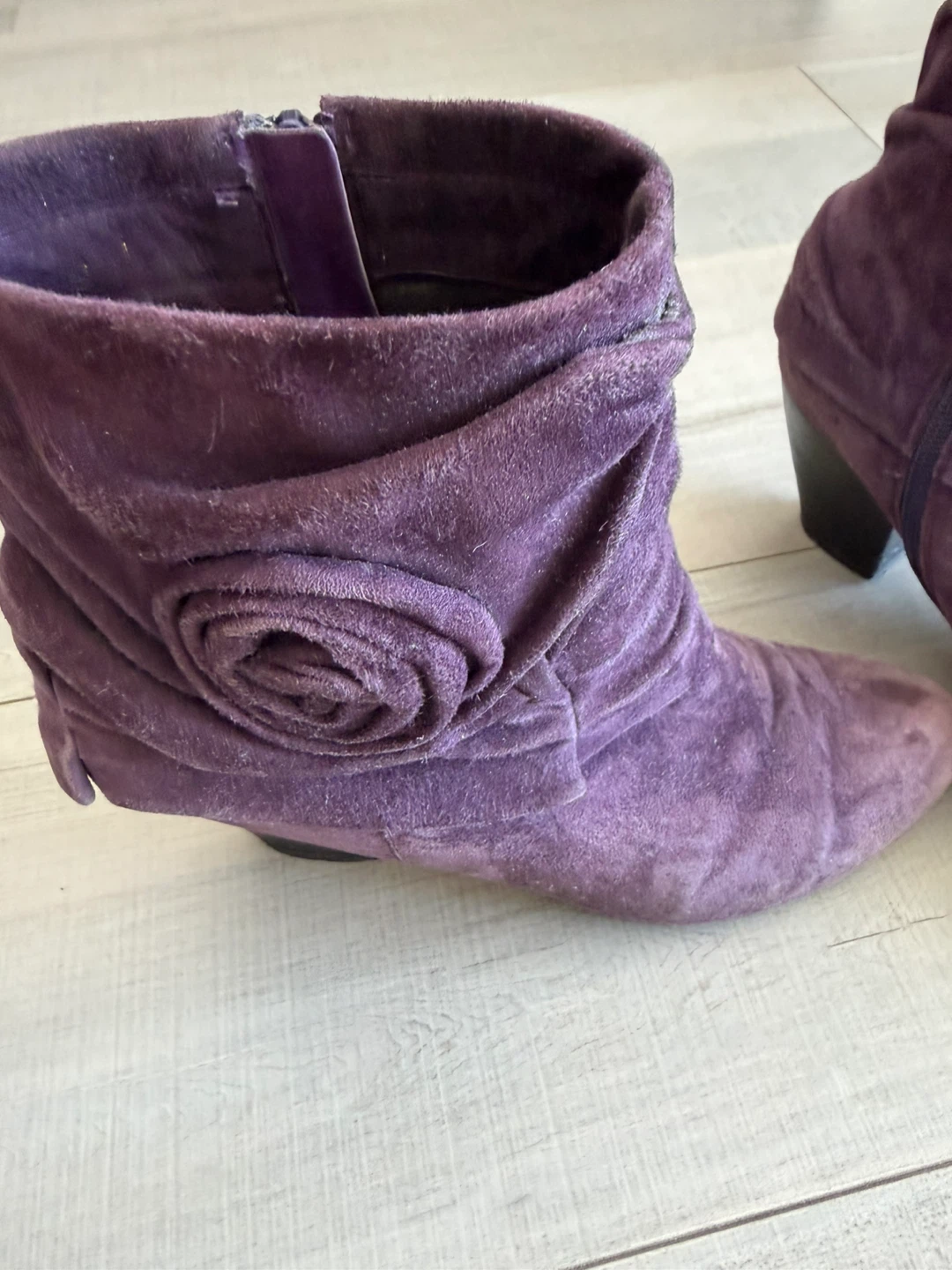 Purple Suede Rose Ankle Boots - photo 2