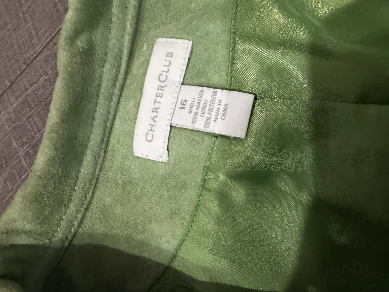 Charter Club Green Leather Jacket Size 16 - photo 2