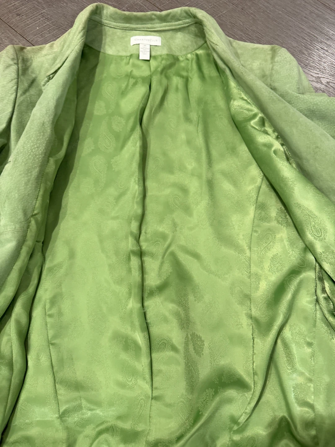Charter Club Green Leather Jacket Size 16 - photo 3