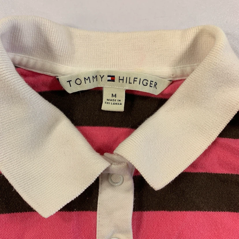 Vintage Y2K Tommy Hilfiger Pink Striped Polo Henley - photo 3