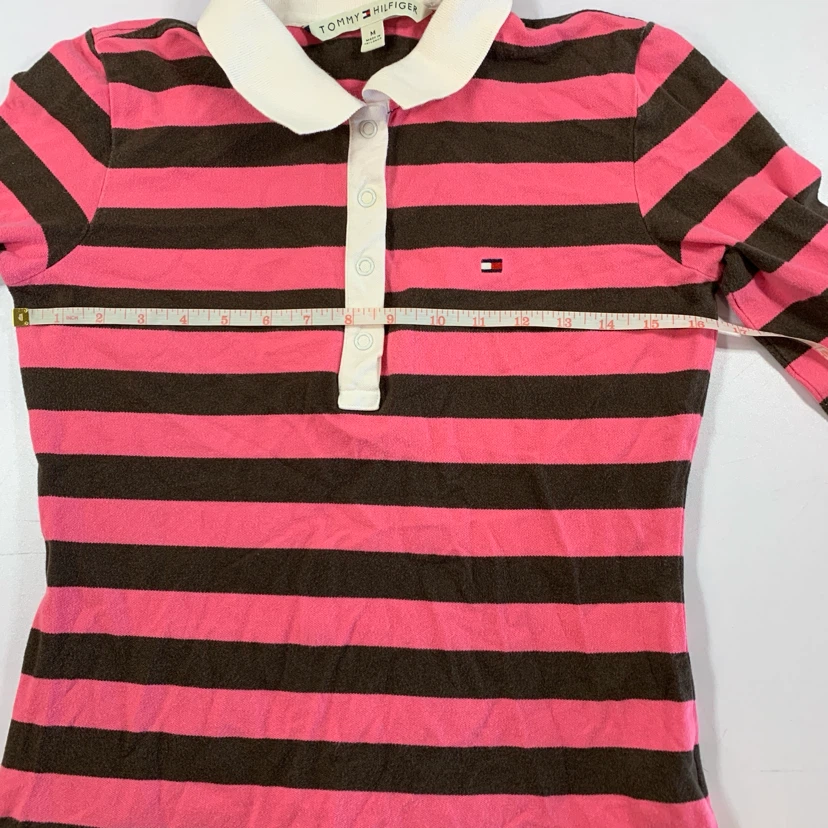 Vintage Y2K Tommy Hilfiger Pink Striped Polo Henley - photo 5