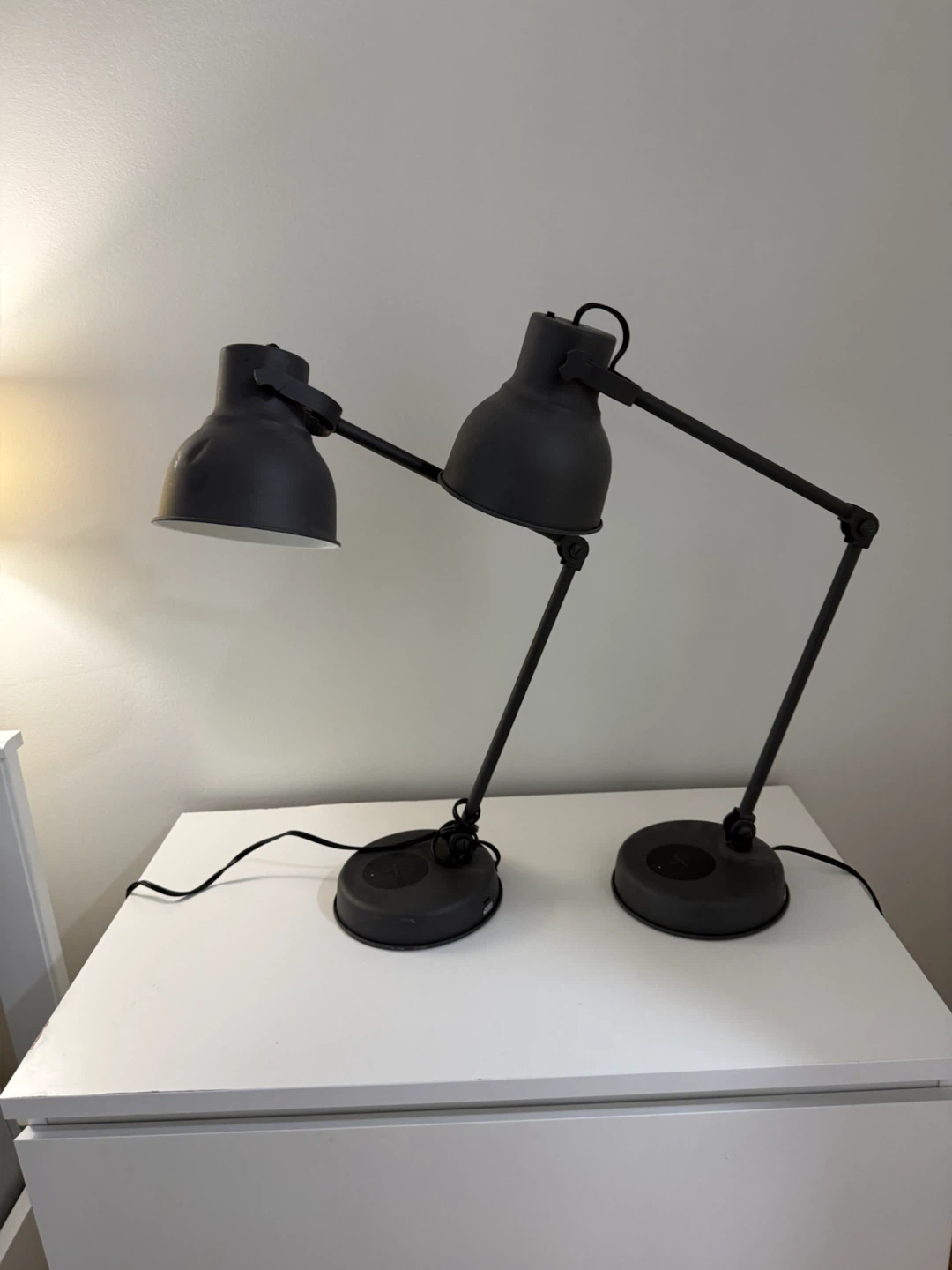IKEA Adjustable Two Black Desk Lamps with USB Charging - photo 4