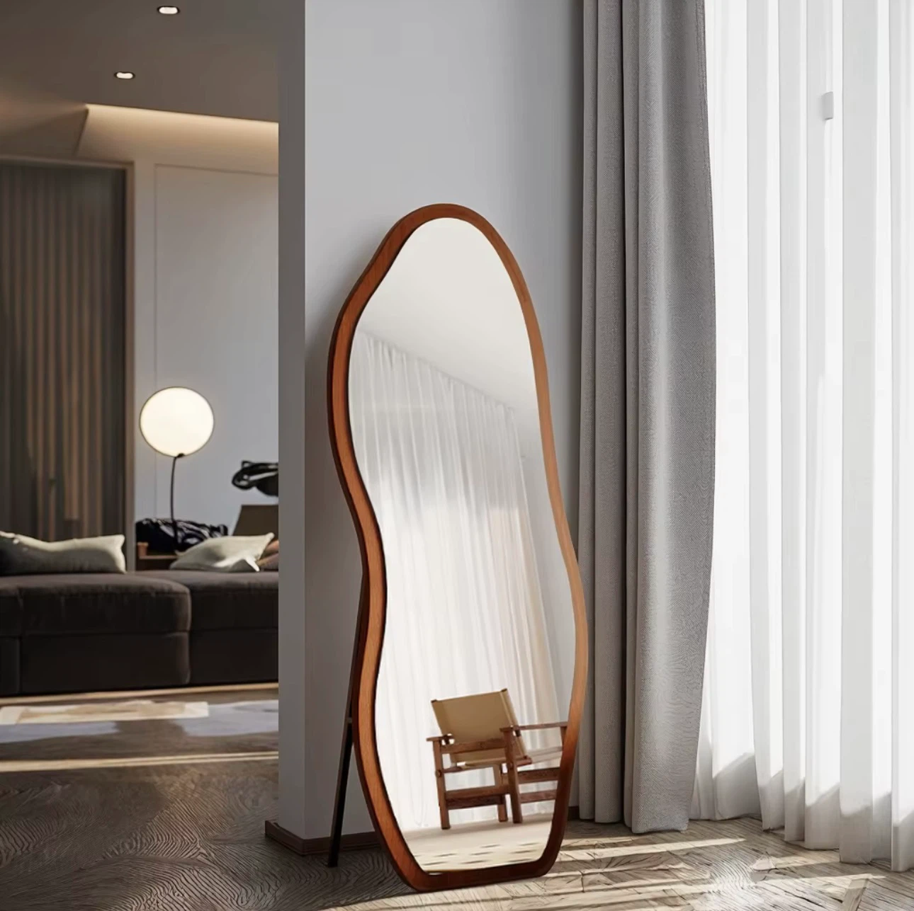 Irregular Wood Frame Floor Mirror - photo 3