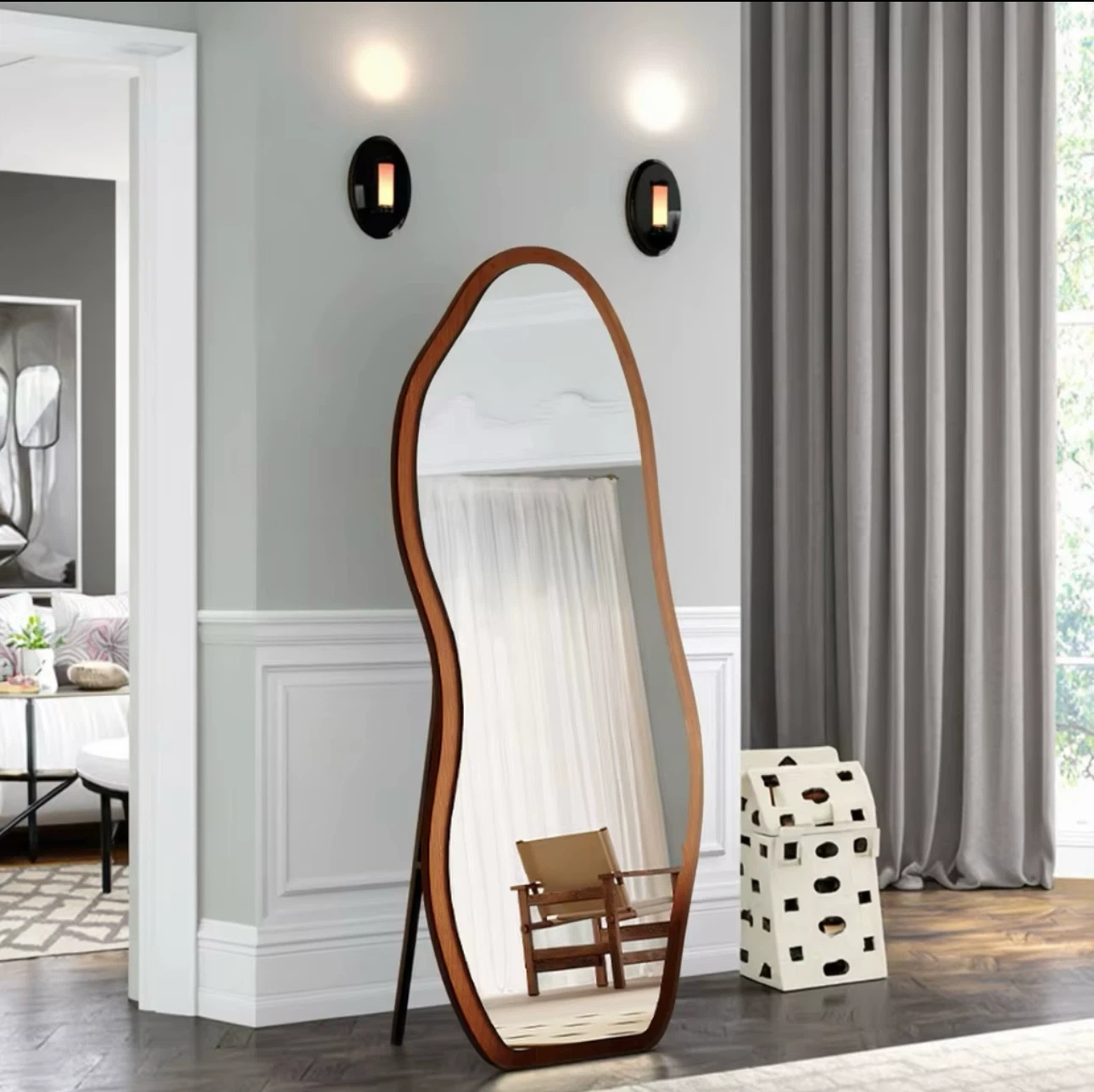 Irregular Wood Frame Floor Mirror - photo 4