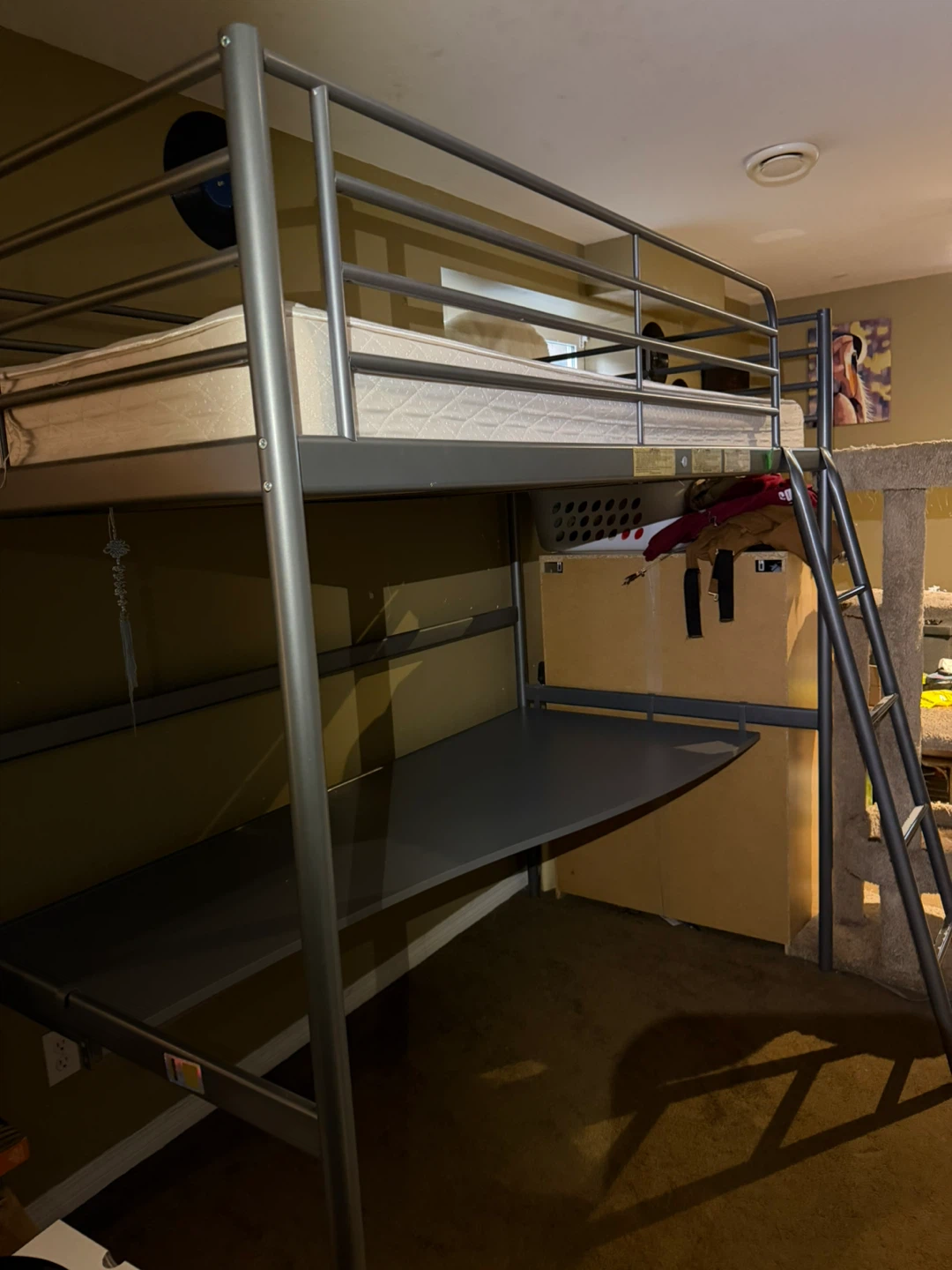 Metal Loft Bed with Built-in Desk