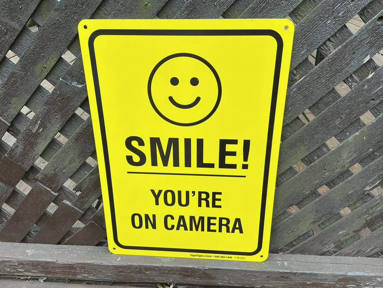 ‘SMILE YOU’RE ON CAMERA’ Tin Sign !