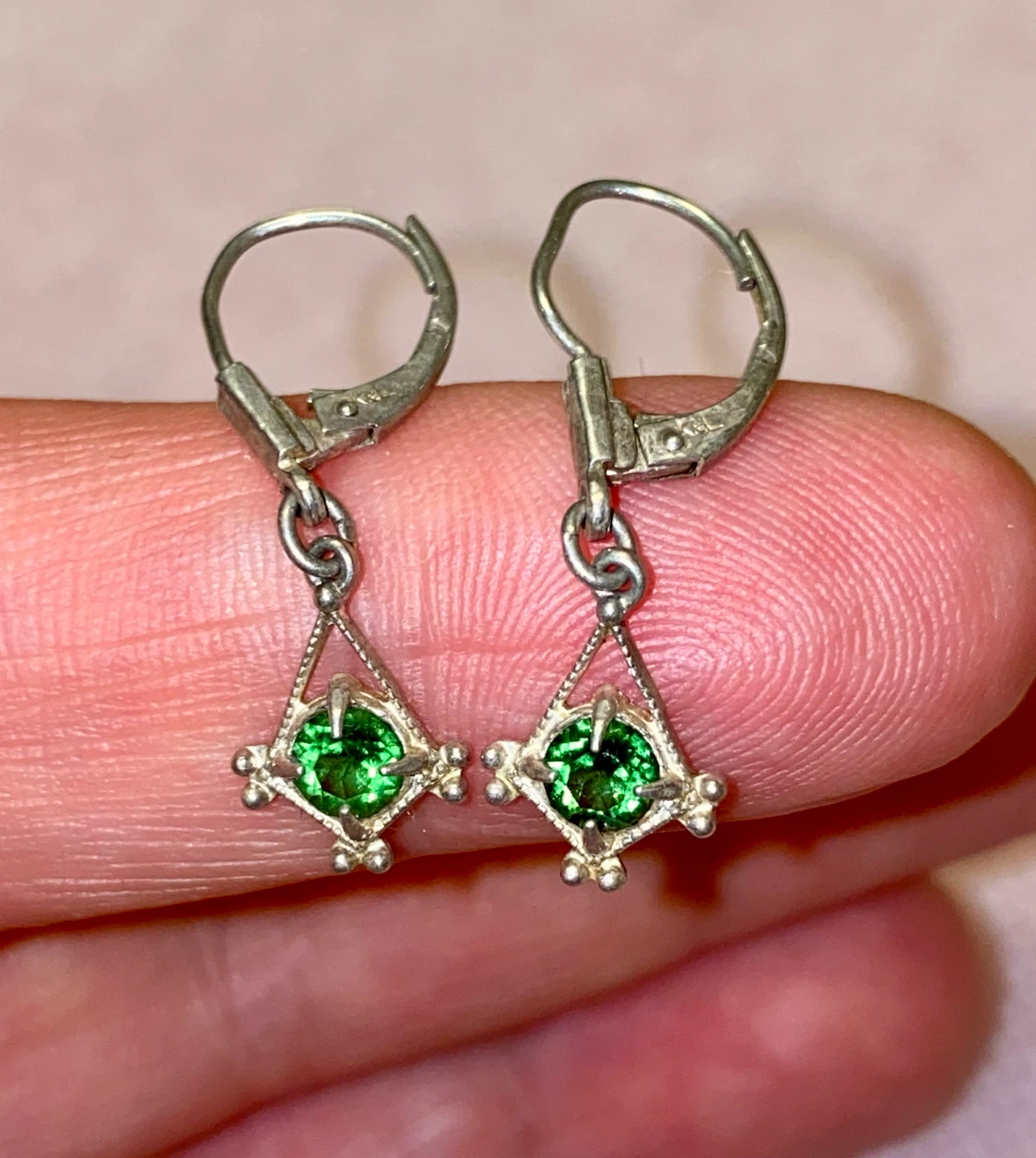 Sterling Silver Peridot Stone Drop Earrings