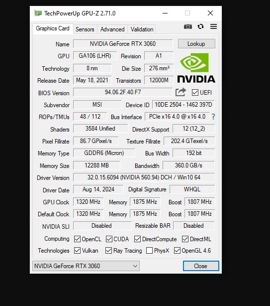 MSI Gaming GeForce RTX 3060 12GB Graphics Card - photo 5