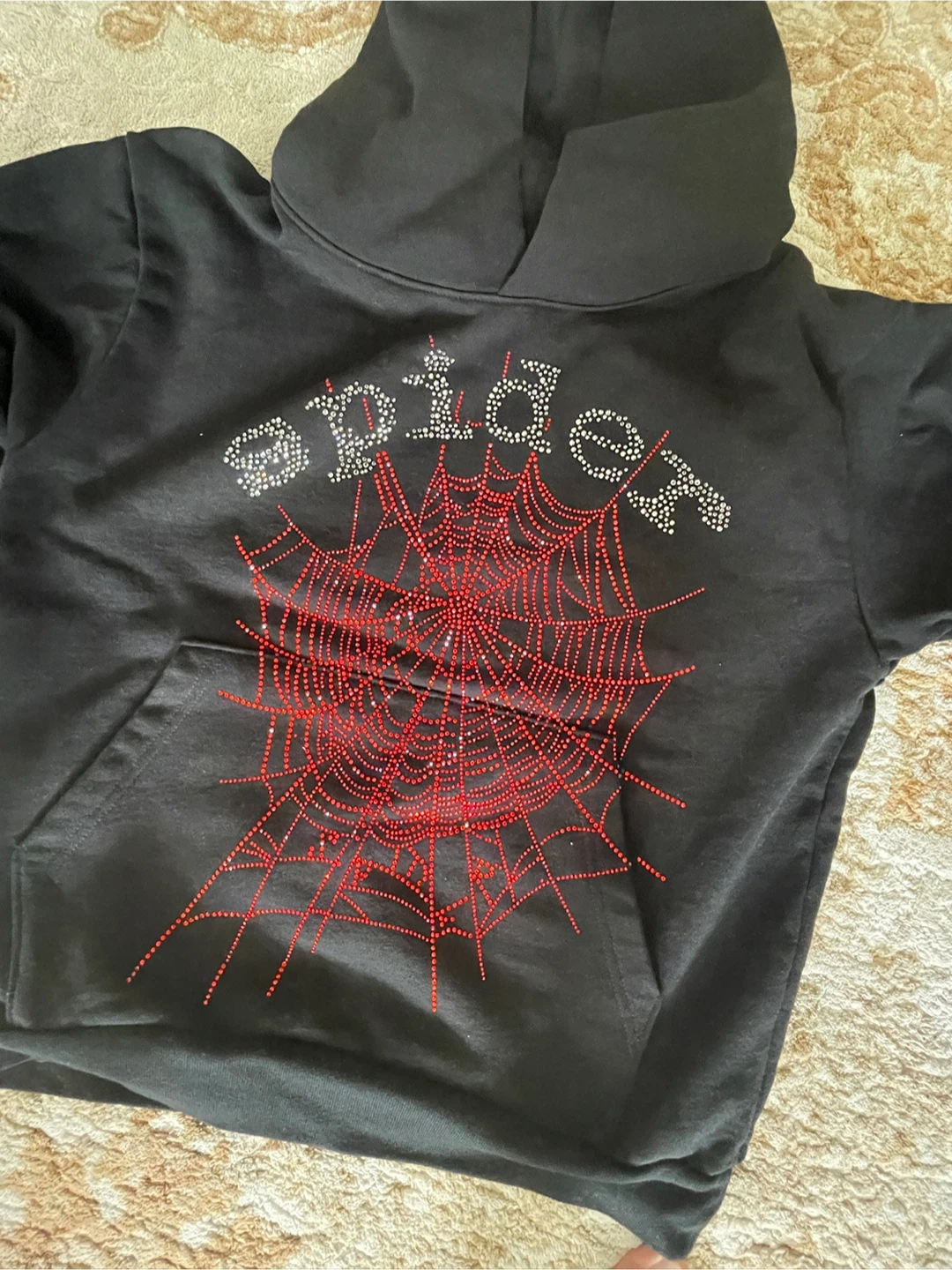 Black Sp5der Web Rhinestone Hoodie